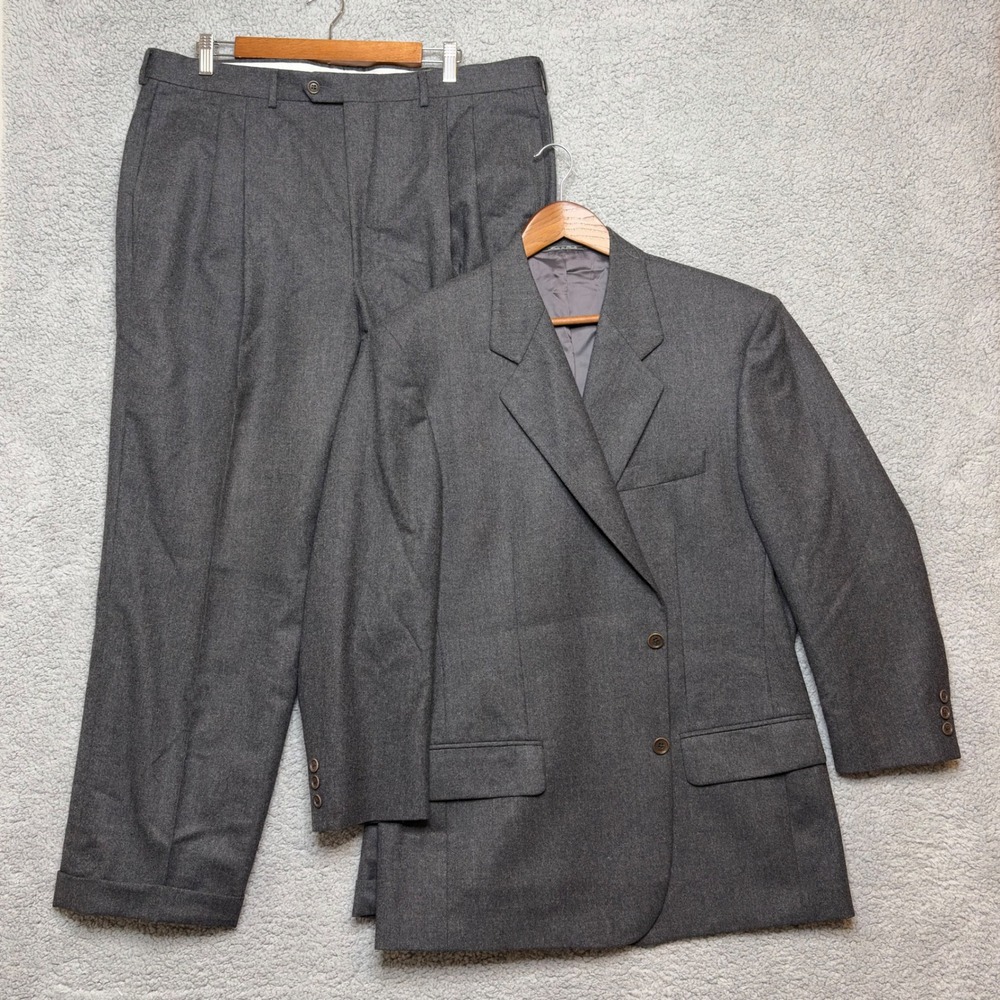 VTG Loro Piana Super 110s‎ Wool Suit 46R Men Saks Fifth Ave Italy Gray Luxury